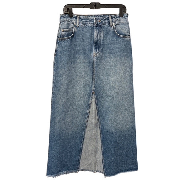 Anthropologie Pilcro Madi Front Slit Denim Maxi Skirt Size 8 - Picture 3 of 4